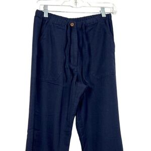 Havana Jack Casual Wide Leg‎ Lounge Pants Navy Size SM Drawstring Beachwear